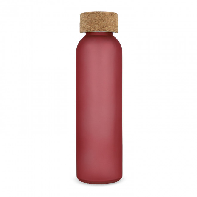 BOUTEILLE VERRE RECYCLE PERSONNALISABLE 'LODO LIEGE COLOR' - rouge givré