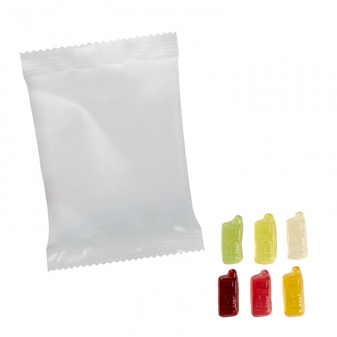BONBONS GOMME DE FRUITS PERSONNALISABLE 'PIMPY OPAQUE'  - téléphone