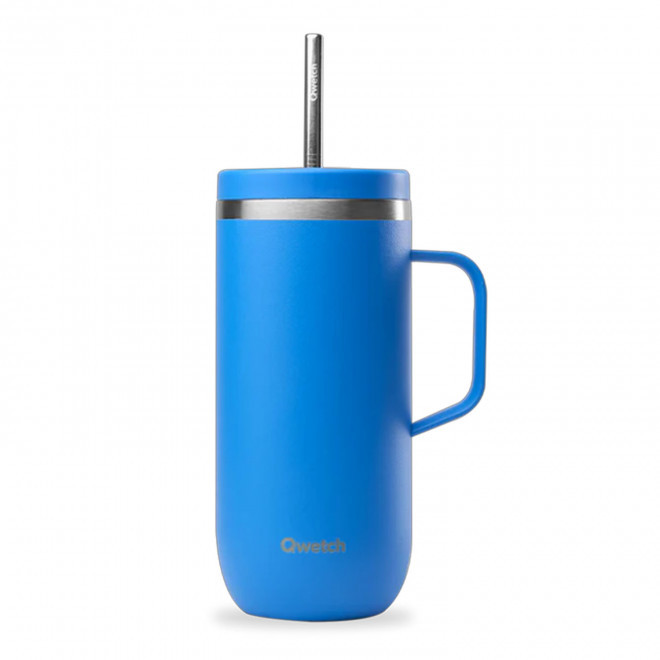 MUG ISOTHERME 600ML PERSONNALISE 'COLD CUP POIGNEE' - azur