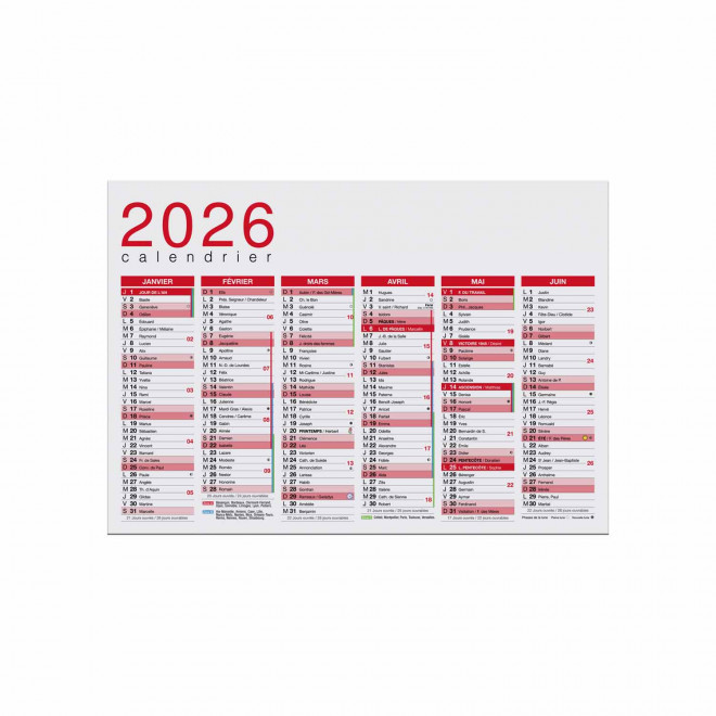 CALENDRIER PAPIER SOUPLE PERSONNALISABLE 'ASTERO RECYCLE' - rouge