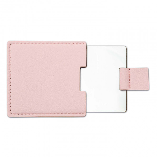 MIROIR EN ACIER AVEC POCHETTE PERSONNALISABLE 'RUFLET' - rose