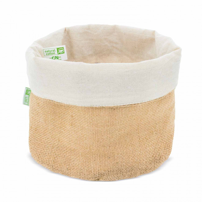 PANIERE A PAIN EN COTON ET JUTE PERSONNALISEE 'PRUPRUNE' - beige
