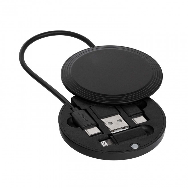 CABLE DE CHARGE 4 EN 1 PERSONNALISE 'RONDINA' - noir