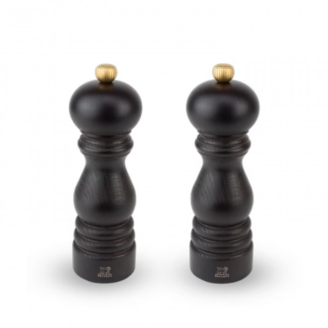 COFFRET 2 MOULINS SEL POIVRE PERSONNALISABLE 'DUO PARIS' - noir