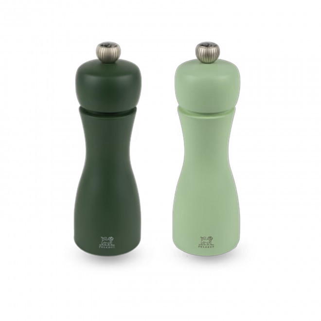 COFFRET 2 MOULINS SEL POIVRE PERSONNALISABLE 'DUO TAHITI' - vert