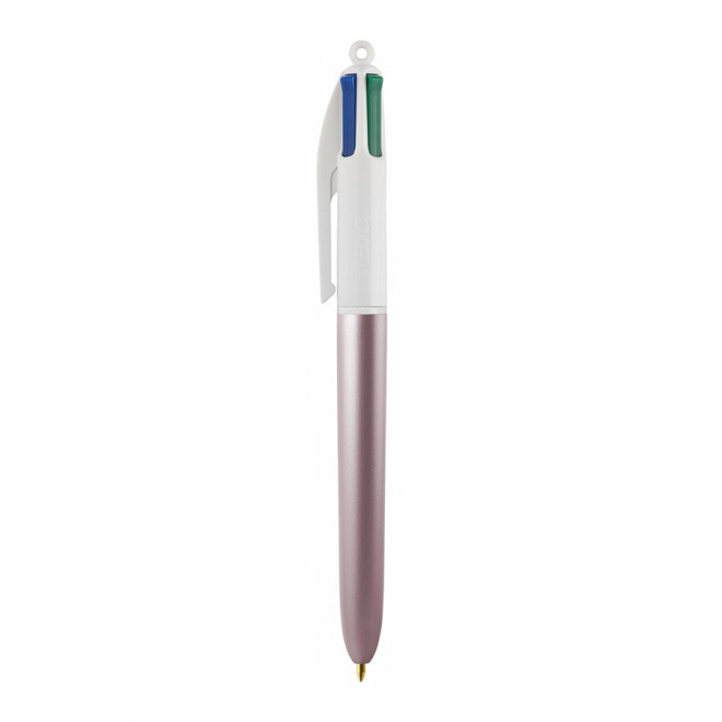 STYLO BIC® PERSONNALISABLE 4 COULEURS 'GLACE' - blanc/rose