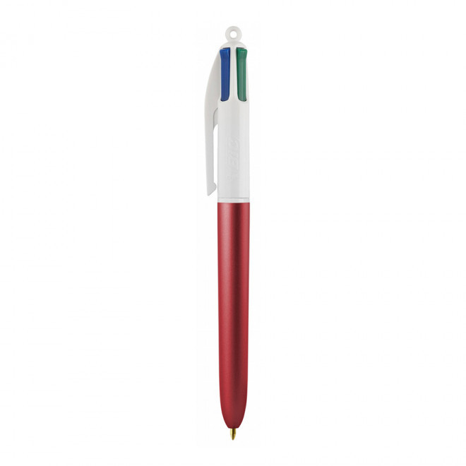 STYLO BIC® PERSONNALISABLE 4 COULEURS 'GLACE' - blanc/rouge