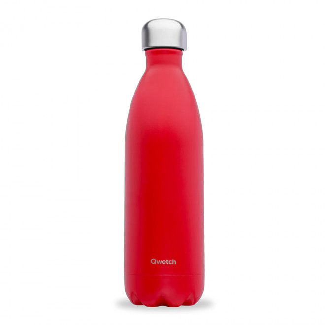 BOUTEILLE ISOTHERME PERSONNALISABLE INOX 1 L QWETCH® - rouge cardinal