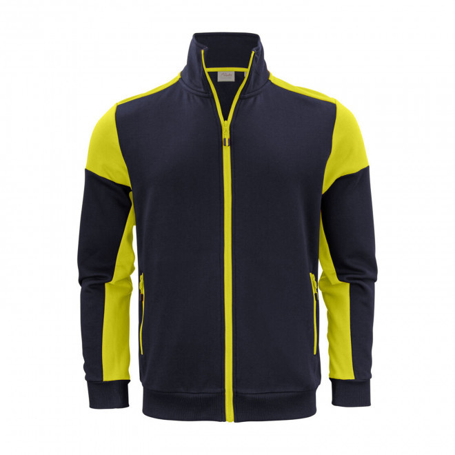 SWEAT ZIP PERSONNALISABLE HOMME 'PRIME SWEAT ZIP' - marine/jaune fluo