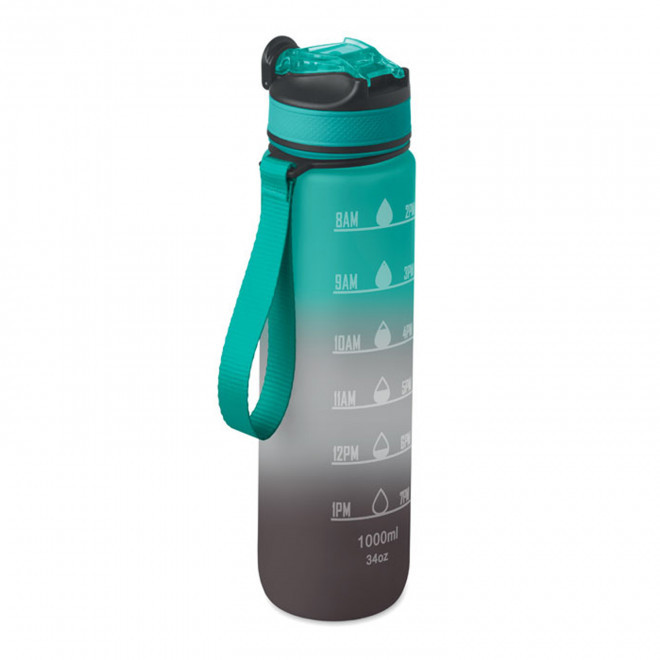 GOURDE RPET AVEC PAILLE 1L PERSONNALISABLE 'DAYLY REINBOW' - turquoise/noir