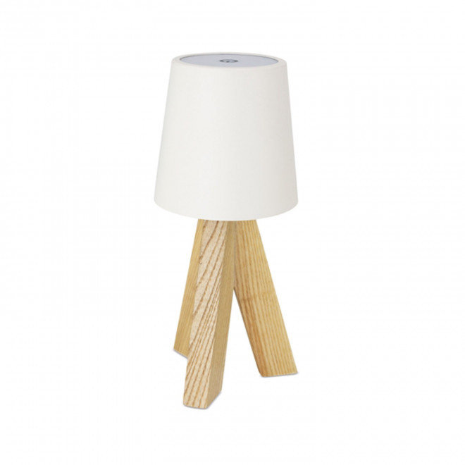 LAMPE DE TABLE PERSONNALISABLE PIEDS EN BOIS 'ITOT' - blanc/bois
