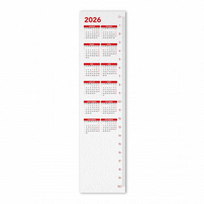 CALENDRIER MARQUE-PAGES PERSONNALISE 'CLARIN' - rouge
