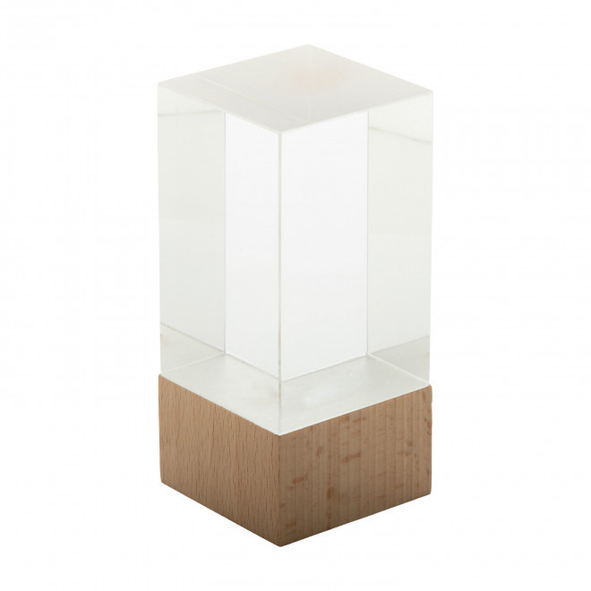 TROPHEE EN VERRE ET BOIS PERSONNALISABLE 'KAYNA CUBE' - naturel