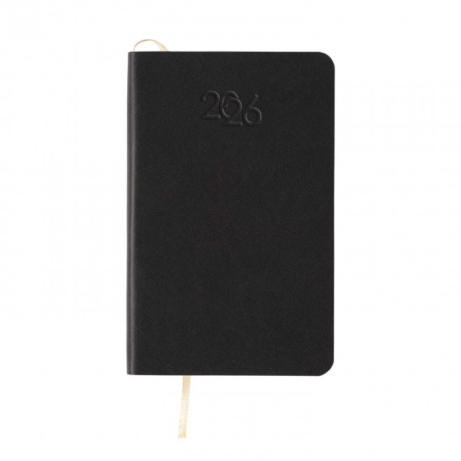 AGENDA SEMAINIER PERSONNALISE PU SOUPLE 'APRIL MINI' - noir