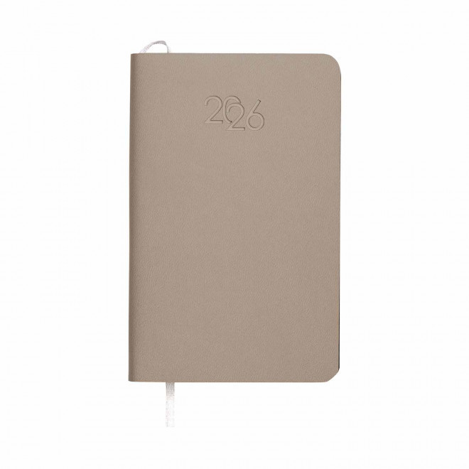 AGENDA SEMAINIER PERSONNALISE PU SOUPLE 'APRIL MINI' - écru