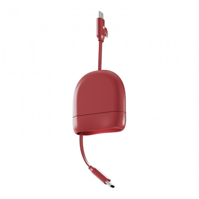 CABLE DE CHARGE PERSONNALISABLE RECTRACTABLE 60W 'ICE-R' - rouge