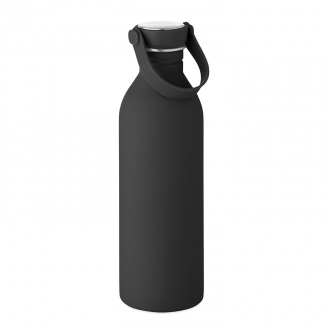 BOUTEILLE PERSONNALISABLE EN ACIER RECYCLE 500ML ' LURA' - noir