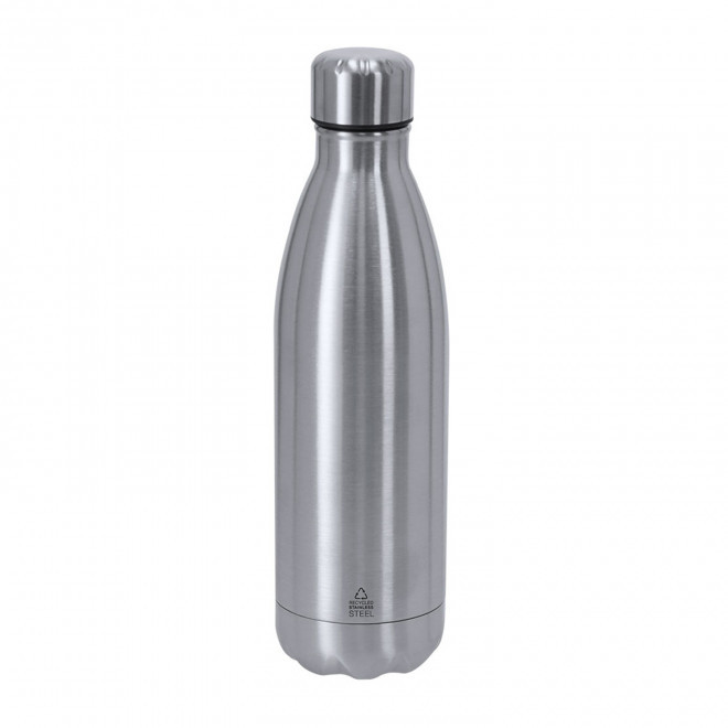 GOURDE PERSONNALISABLE ISOTHERME ACIER RECYCLE 500ML 'LOS' - argenté