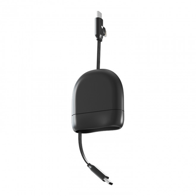 CABLE DE CHARGE PERSONNALISABLE RECTRACTABLE 60W 'ICE-R' - noir