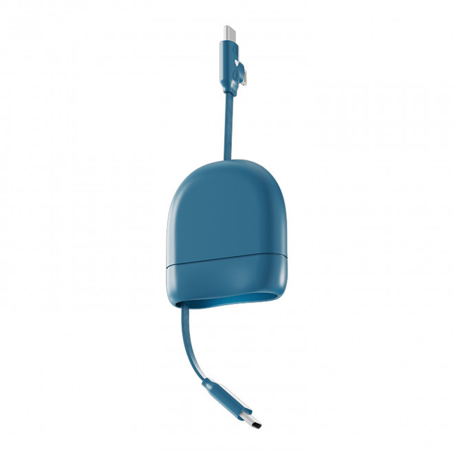 CABLE DE CHARGE PERSONNALISABLE RECTRACTABLE 60W 'ICE-R' - bleu