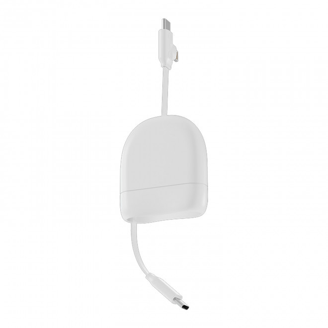 CABLE DE CHARGE PERSONNALISABLE RECTRACTABLE 60W 'ICE-R' - blanc