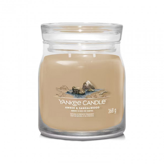 BOUGIE DEUX MECHES MOYENNE 'YANKEE CANDLE' - ambre et bois de santal