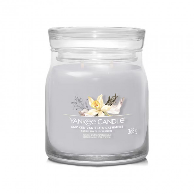 BOUGIE DEUX MECHES MOYENNE 'YANKEE CANDLE' - vanille fumée et cachemire