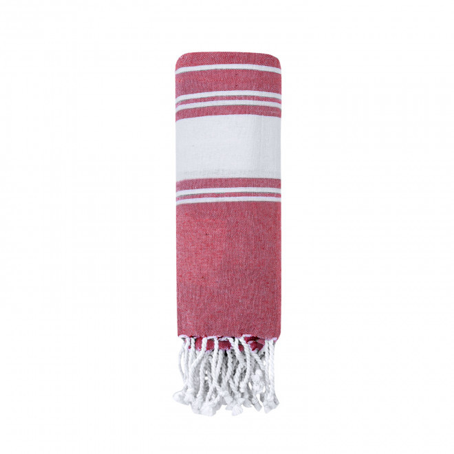 PAREO/FOUTA PERSONNALISABLE 'HORTENSE 180 P.RAYURES' - rouge
