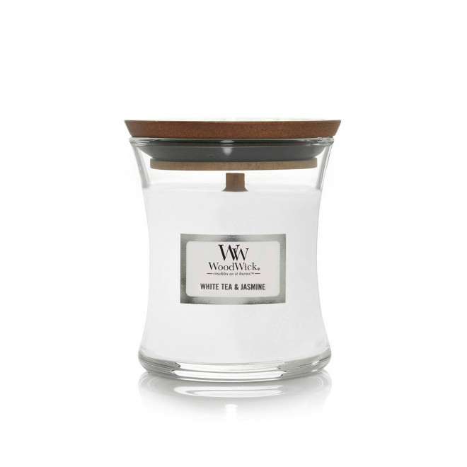 BOUGIE PARFUMEE MECHE BOIS 'WOODWICK MINI' - thé blanc et jasmin