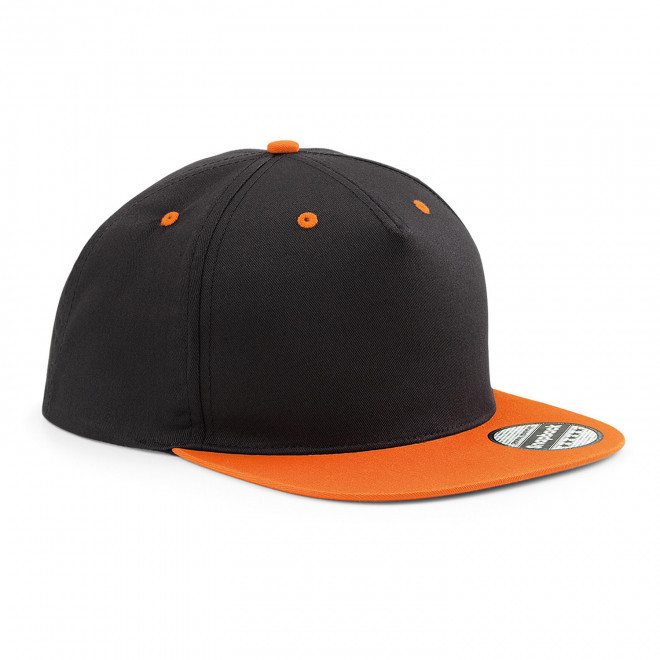 CASQUETTE SNAPBACK PERSONNALISABLE 'FLAT PEAK BICOL' - noir/orange