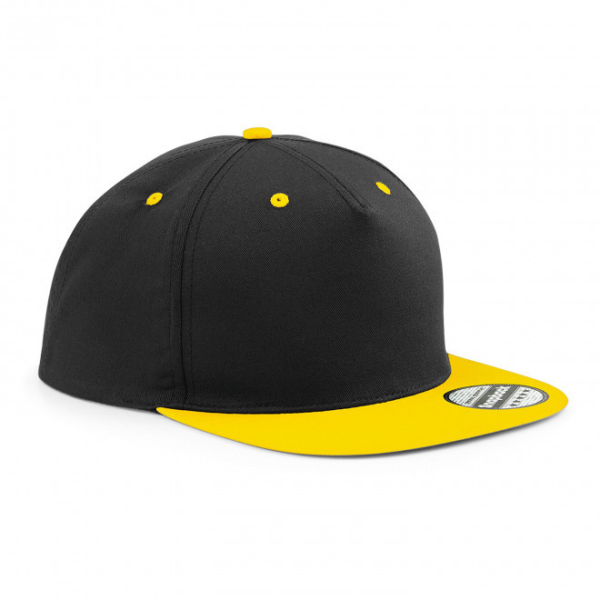CASQUETTE SNAPBACK PERSONNALISABLE 'FLAT PEAK BICOL' - noir/jaune