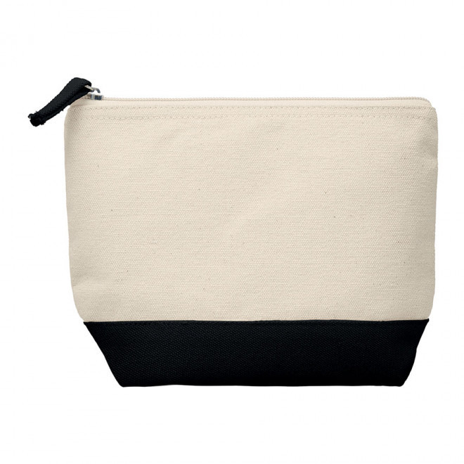 TROUSSE DE TOILETTE PUBLICITAIRE EN COTON BICOLORE 'MELLY' - noir