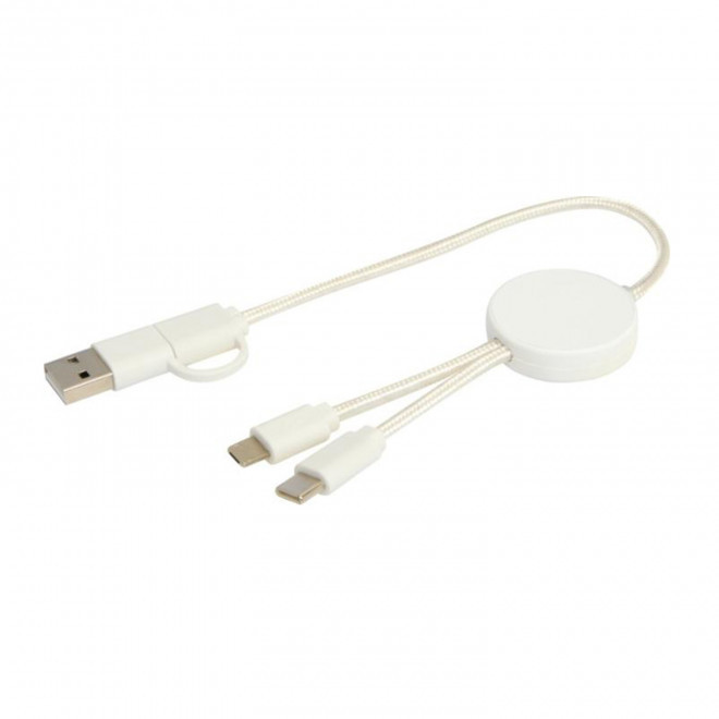 CABLE DE CHARGE PERSONNALISABLE 'ONTARIA COURT ABS' - blanc
