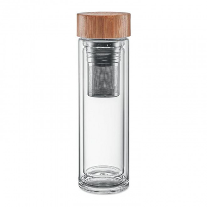 BOUTEILLE PERSONNALISÉE EN VERRE AVEC INFUSEUR 'YAMI' - verre transparent