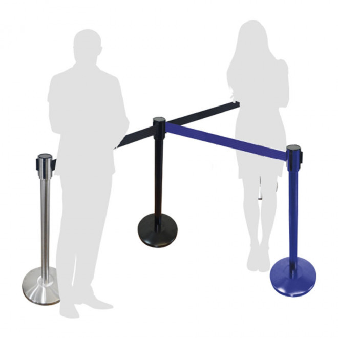 BARRIÈRE PUBLICITAIRE À CEINTURE RÉTRACTABLE COULEUR 'BARU' - bleu