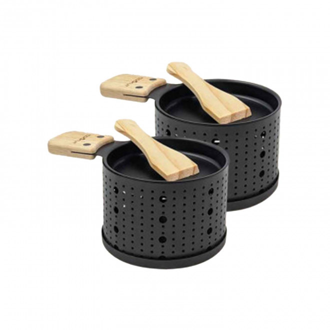 SET DE 2 RACLETTE A LA BOUGIE PERSONNALISABLE 'COOKUT' - noir