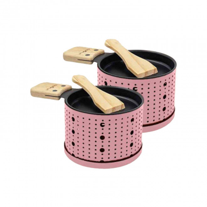 SET DE 2 RACLETTE A LA BOUGIE PERSONNALISABLE 'COOKUT' - rose