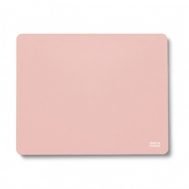 TAPIS DE SOURIS CUIR RECYCLE PERSONNALISE 'EPURE' - rose