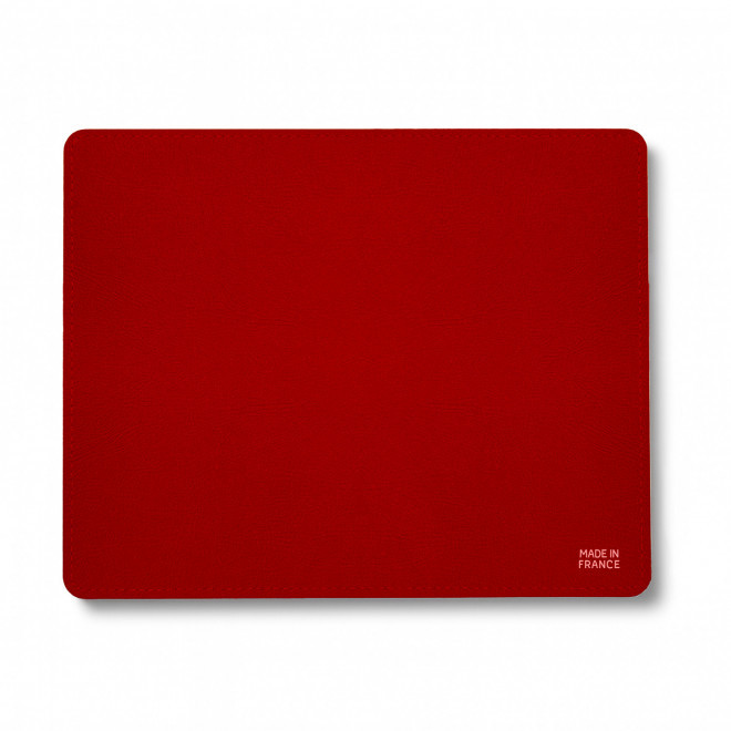 TAPIS DE SOURIS CUIR RECYCLE PERSONNALISE 'EPURE' - rouge