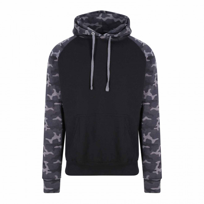 SWEAT CAPUCHE PERSONNALISABLE MIXTE 'VARSITA' - noir/camo noir