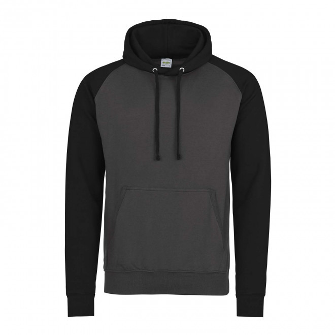 SWEAT CAPUCHE PERSONNALISABLE MIXTE 'VARSITA' - gris foncé/noir
