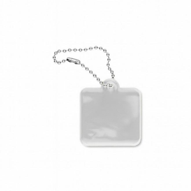 PORTE CLES REFLECHISSANT PERSONNALISE 6x6 'OVIO FORME' - blanc