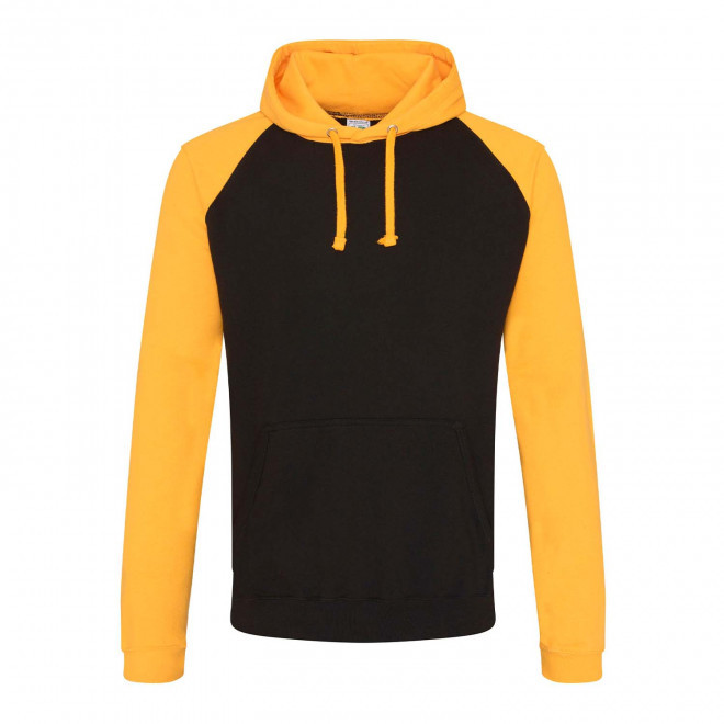 SWEAT CAPUCHE PERSONNALISABLE MIXTE 'VARSITA' - noir/jaune