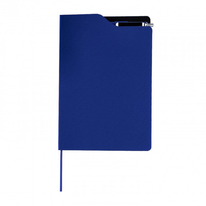 CARNET A5 RIGIDE RPET PERSONNALISE STYLO 'KURT' - bleu marine