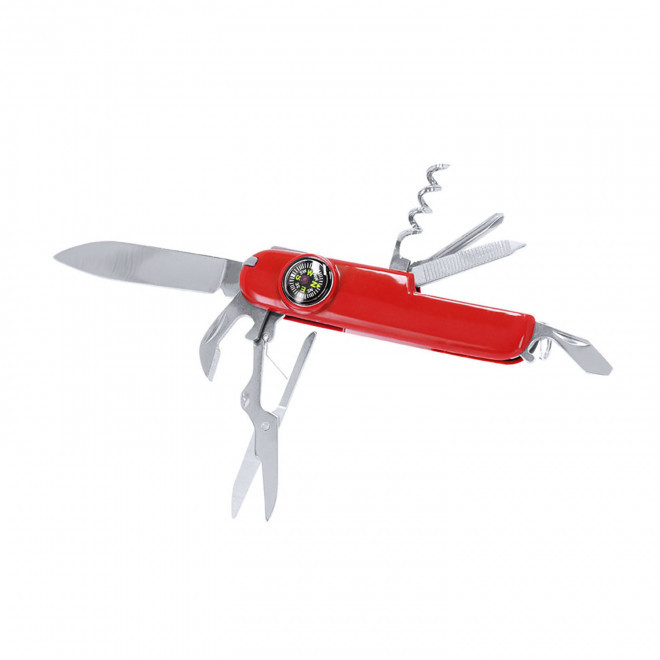 COUTEAU DE POCHE PERSONNALISE AVEC BOUSSOLE 'CUTTY' - rouge