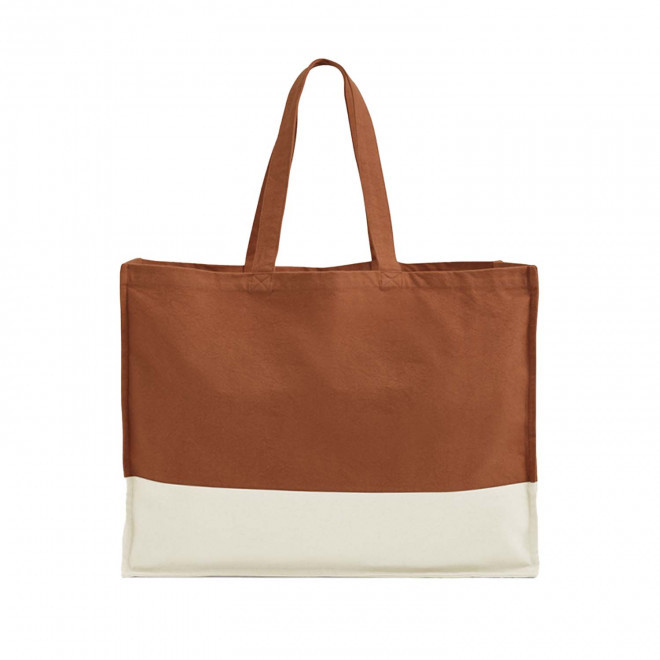 SAC SHOPPING SOUFFLET PERSONNALISABLE BICOULEUR 'NIKKIE' - terracotta/naturel
