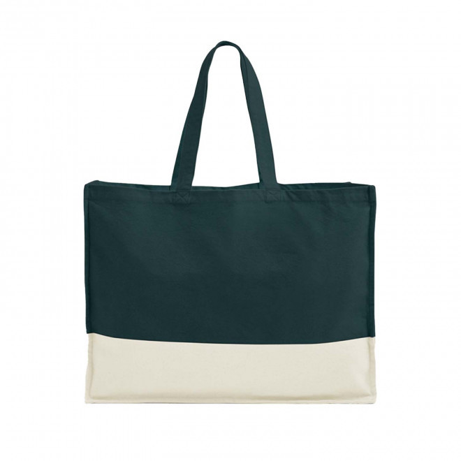 SAC SHOPPING SOUFFLET PERSONNALISABLE BICOULEUR 'NIKKIE' - marine/naturel
