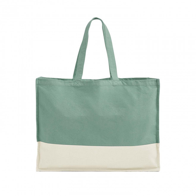SAC SHOPPING SOUFFLET PERSONNALISABLE BICOULEUR 'NIKKIE' - vert/naturel