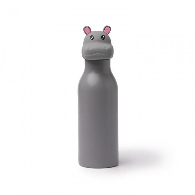 BOUTEILLE ISOTHERME BOUCHON ANIMAUX PERSONNALISABLE 'FANTY' - gris