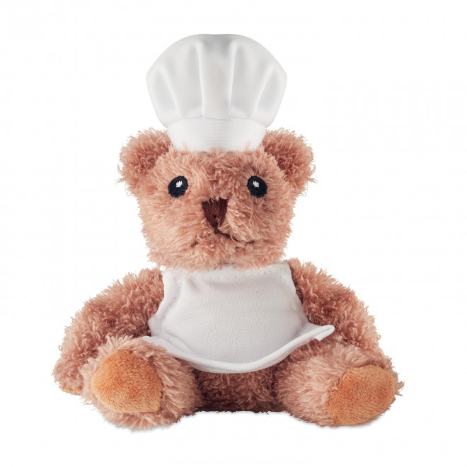 PELUCHE OURSON PERSONNALISABLE 'TEDDY CUISINIER' - blanc